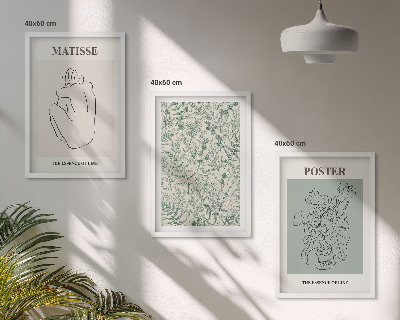 Lot de 3 tableaux pour salon Lignes, motifs végétaux, minimalisme