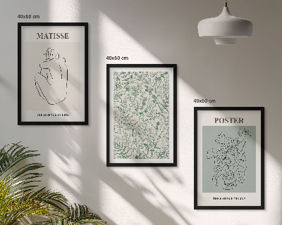 Lot de 3 tableaux pour salon Lignes, motifs végétaux, minimalisme