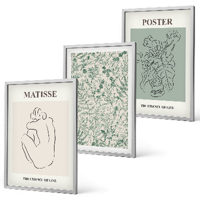 Lot de 3 tableaux pour salon Lignes, motifs végétaux, minimalisme