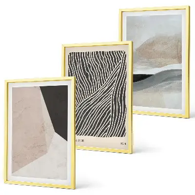 Lot de 3 tableaux pour salon avec motifs abstraits beiges et gris