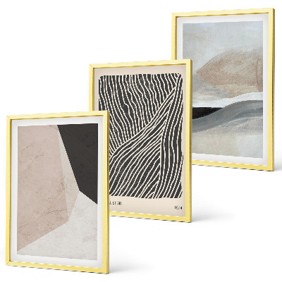 Lot de 3 tableaux pour salon Motifs abstraits beiges et gris