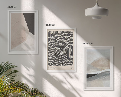 Lot de 3 tableaux pour salon Motifs abstraits beiges et gris