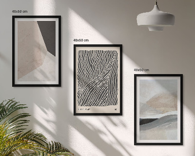 Lot de 3 tableaux pour salon Motifs abstraits beiges et gris