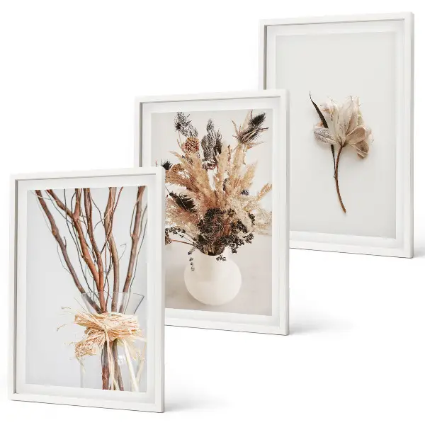 Cadre photo mural motif fleurs et branches minimalistes