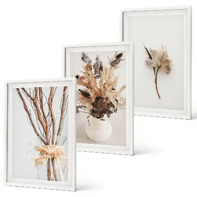 Cadre photo mural motif fleurs et branches minimalistes