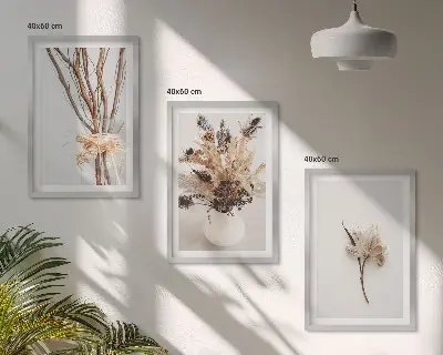Cadre photo mural motif fleurs et branches minimalistes