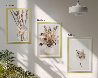 Cadre photo mural motif fleurs et branches minimalistes