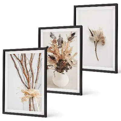 Cadre photo mural motif fleurs et branches minimalistes