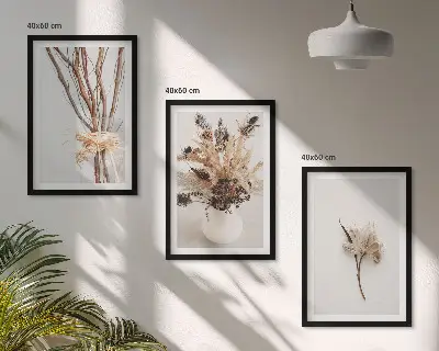 Cadre photo mural motif fleurs et branches minimalistes