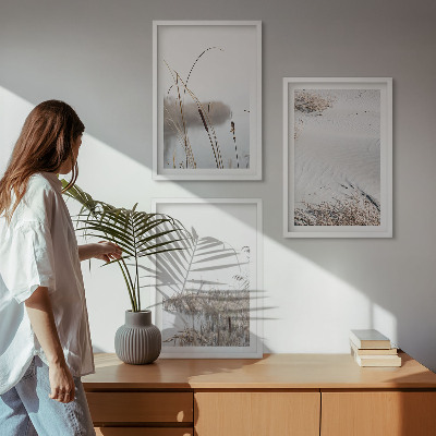 Lot de 3 tableaux pour salon Végétation aquatique en été