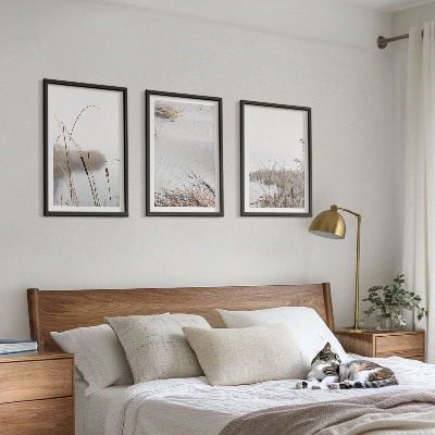Lot de 3 tableaux pour salon Végétation aquatique en été