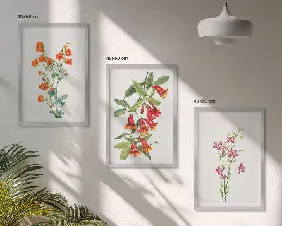 Cadre photo mural peinture florale au style rétro vintage