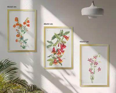 Cadre photo mural peinture florale au style rétro vintage