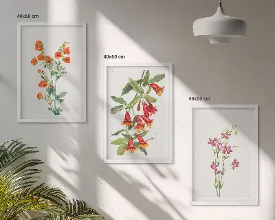 Cadre photo mural peinture florale au style rétro vintage
