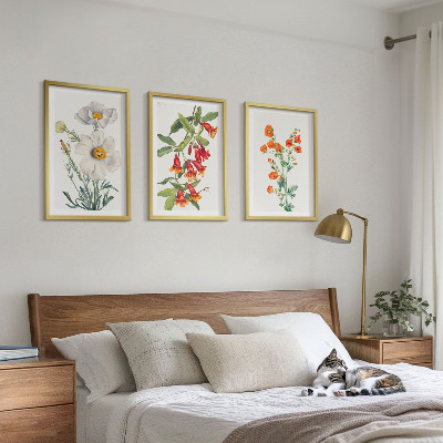 Lot de 3 tableaux pour salon Compositions florales rétro
