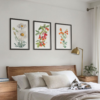 Lot de 3 tableaux pour salon Compositions florales rétro