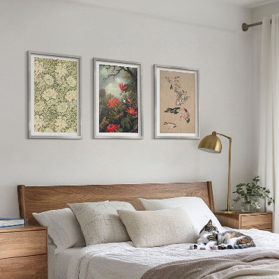 Lot de 3 tableaux pour salon Fleurs, oiseaux, nature