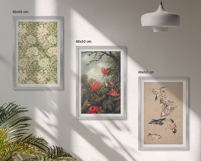 Lot de 3 tableaux pour salon Fleurs, oiseaux, nature