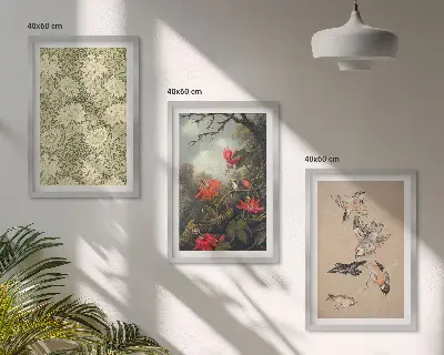 Lot de 3 tableaux pour salon représentant des fleurs, des oiseaux et la nature