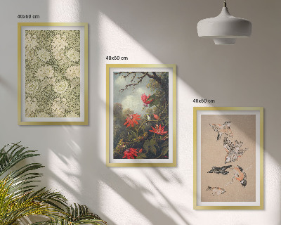 Lot de 3 tableaux pour salon Fleurs, oiseaux, nature