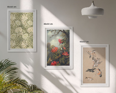 Lot de 3 tableaux pour salon Fleurs, oiseaux, nature