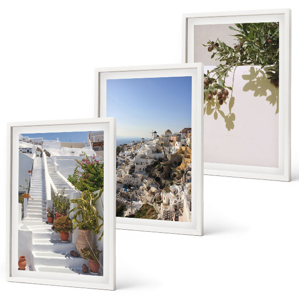 Cadre photo mural Escaliers blancs, vue sur Santorin