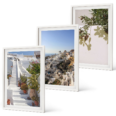 Cadre photo mural Escaliers blancs, vue sur Santorin
