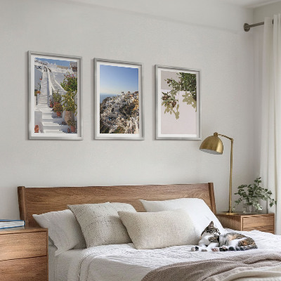 Cadre photo mural Escaliers blancs, vue sur Santorin