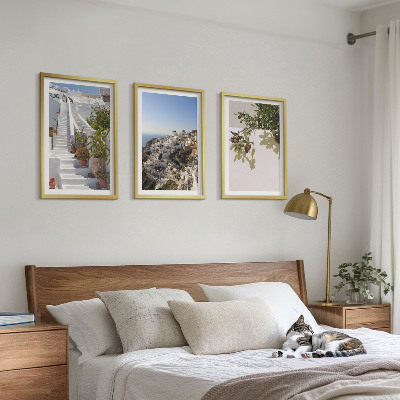 Cadre photo mural Escaliers blancs, vue sur Santorin
