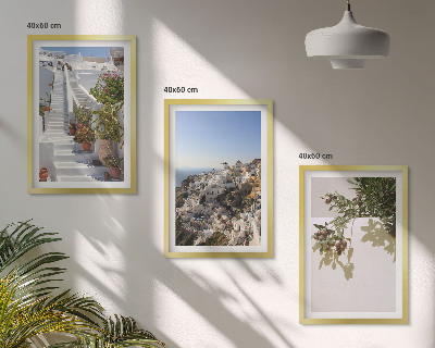 Cadre photo mural Escaliers blancs, vue sur Santorin