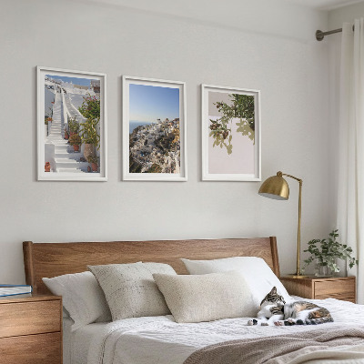 Cadre photo mural Escaliers blancs, vue sur Santorin