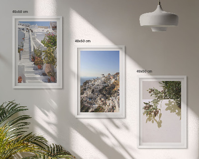 Cadre photo mural Escaliers blancs, vue sur Santorin