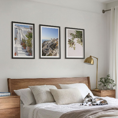 Cadre photo mural Escaliers blancs, vue sur Santorin