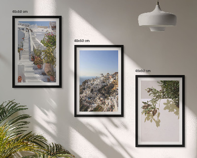 Cadre photo mural Escaliers blancs, vue sur Santorin