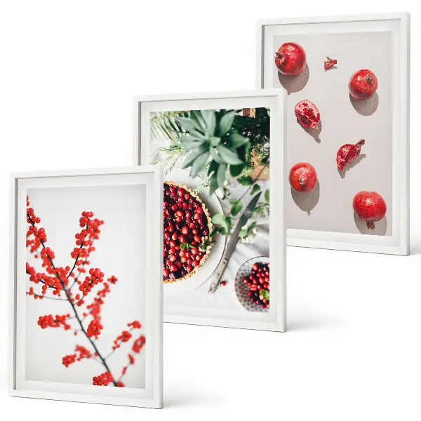 Lot de 3 tableaux pour salon motif minimaliste de fruits rouges