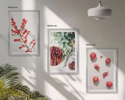 Lot de 3 tableaux pour salon motif minimaliste de fruits rouges