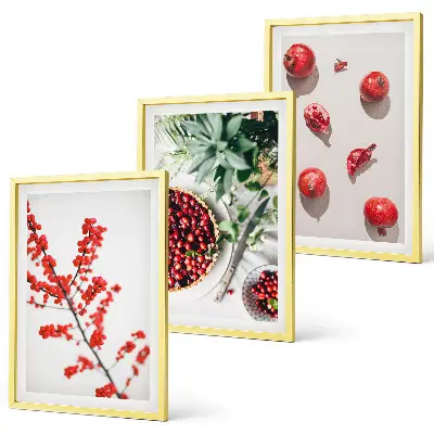 Lot de 3 tableaux pour salon motif minimaliste de fruits rouges
