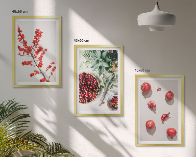 Lot de 3 tableaux pour salon Fruits rouges des plantes minimalisme