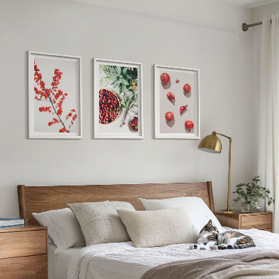 Lot de 3 tableaux pour salon Fruits rouges des plantes minimalisme
