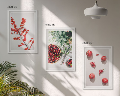 Lot de 3 tableaux pour salon Fruits rouges des plantes minimalisme