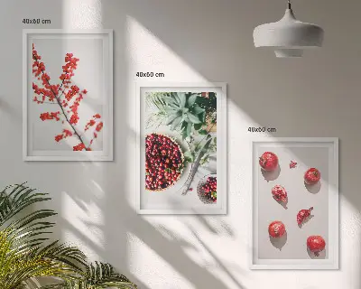 Lot de 3 tableaux pour salon motif minimaliste de fruits rouges