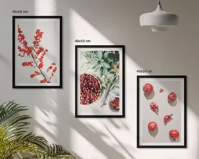 Lot de 3 tableaux pour salon motif minimaliste de fruits rouges