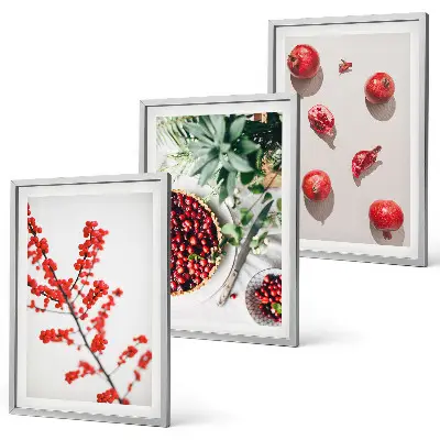Lot de 3 tableaux pour salon motif minimaliste de fruits rouges