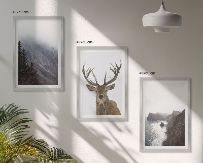 Cadre photo mural Paysage de montagne avec des cerfs