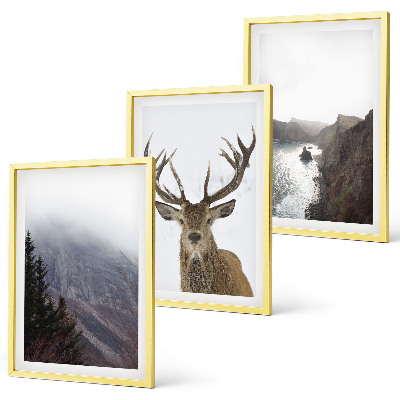 Cadre photo mural Paysage de montagne avec des cerfs