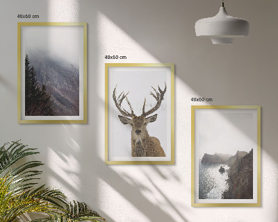 Cadre photo mural Paysage de montagne avec des cerfs