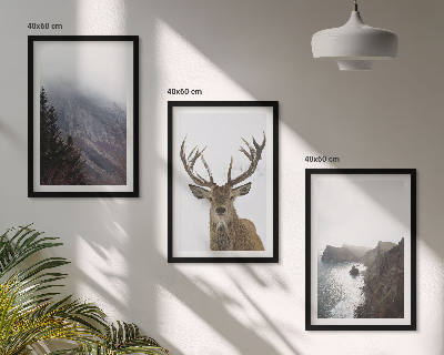 Cadre photo mural Paysage de montagne avec des cerfs