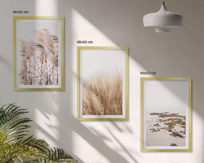 Lot de 3 tableaux pour salon Des champs d'herbes de la pampa et une plage bohème