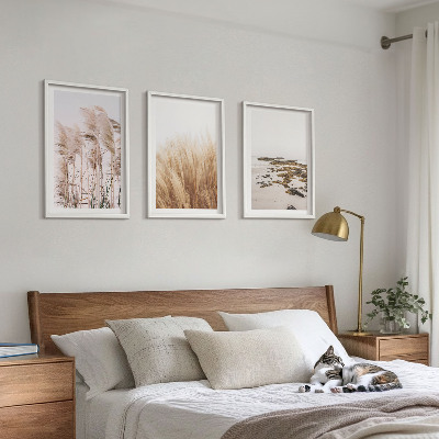 Lot de 3 tableaux pour salon Des champs d'herbes de la pampa et une plage bohème