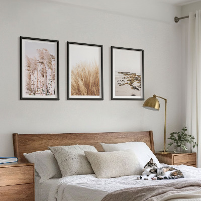 Lot de 3 tableaux pour salon Des champs d'herbes de la pampa et une plage bohème